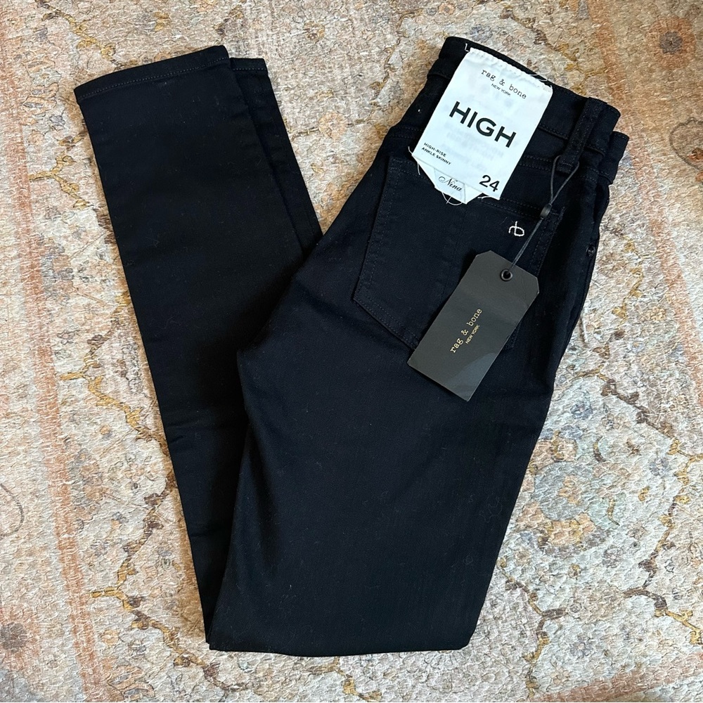 NWT Rag & Bone Nina High Rise Black Skinny Jean